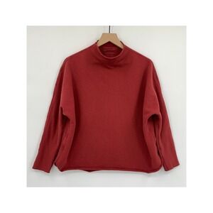 Frank & Eileen Sweater Womens Small Red Effie Funnel Neck Caplet Fleece LAB518TF